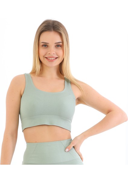Kalın Askılı Fitilli Crop Büstiyer 5700 Mint