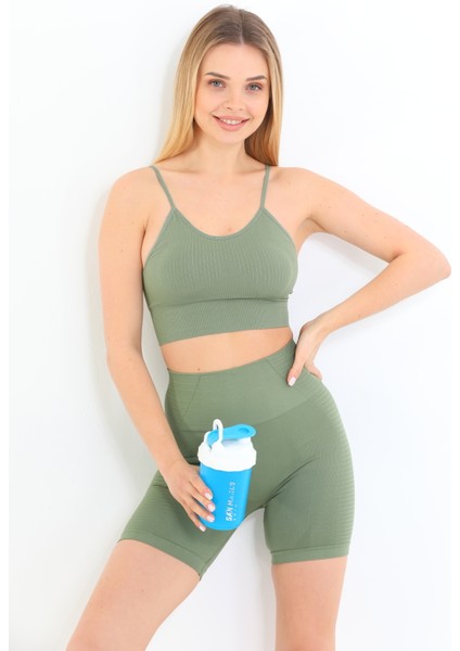 Ince Ip Askılı Fitilli Pedli Crop Büstiyer 5702 Yeşil indirimleri