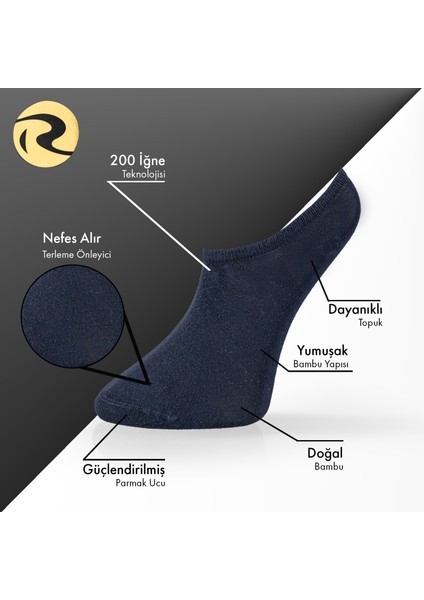 Bambu Erkek Sneaker Düz Çorap Dikişsiz Premium Tekli