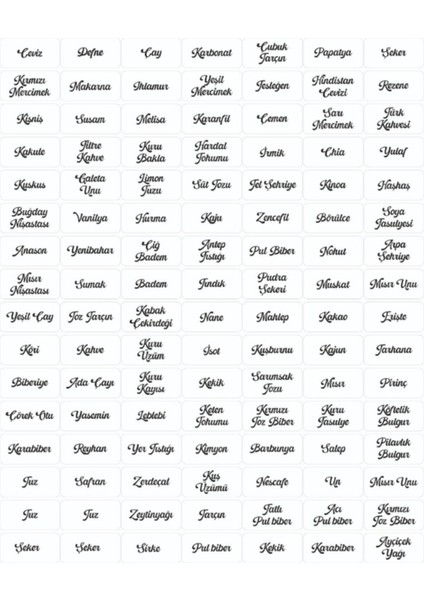 Suya dayanıklı şeffaf baharat etiketi, 4x2 cm, 105 adet, folyo, TR