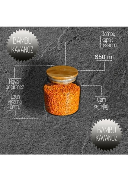 Bambu kapaklı vakumlu cam kavanoz, 635 ml, baharat seti, şık ve kullanışlı tasarım fırsatları