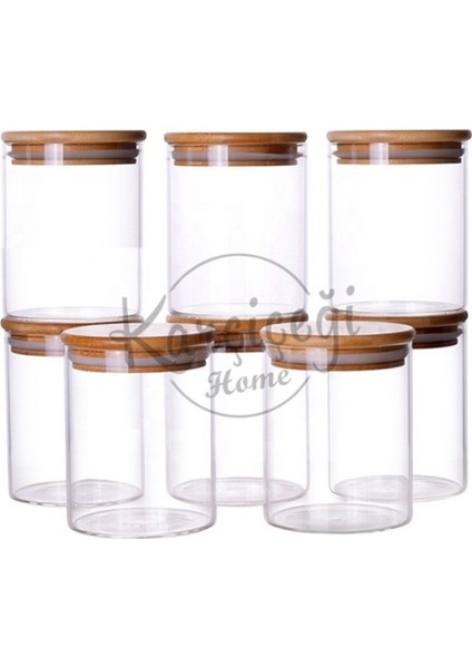 10'lu Bambu Kapaklı Borosilikat Cam Baharatlık Takımı, 250 ml, şık ve dayanıklı set modelleri