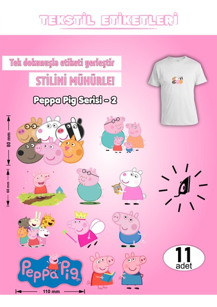 Ütü ile Yapışan Kıyafet Etiketi Peppa Pig Serisi