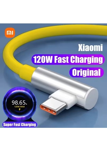 Xiaomi-Samsung-Huawei Uyumlu 120W 6A USB Type C Orjinal Kutu Çıkması 1 Metre Sarı