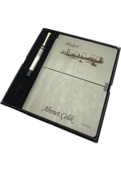 Scrikss Isme Özel Verona Defter(Istanbul Silüeti) + Isme Özel Istanbul Kalem + Kişiye Özel Kutulu Set fiyatları
