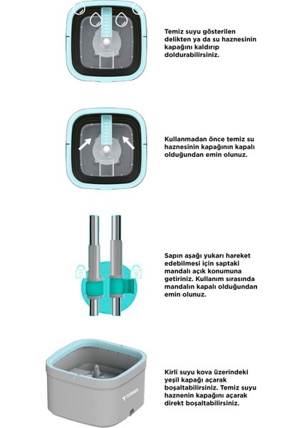 3'lü Otomatik Temizlik Seti, Pratik ve Renkli Mop Bezleri, Kolay Temizlik, TR Menşei modelleri