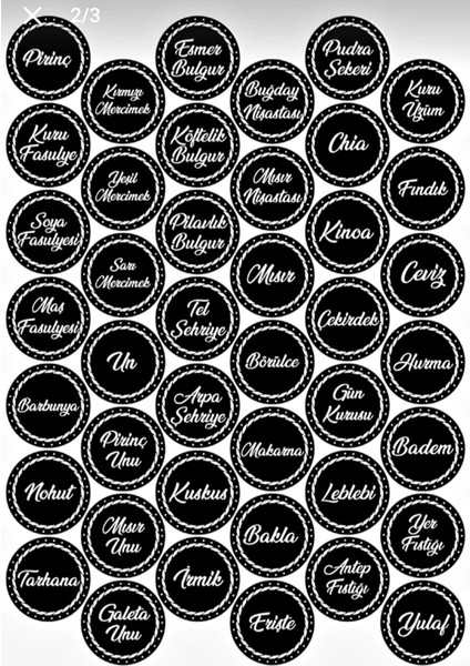 Siyah 107 Adet Baharat ve Bakliyat Kavanoz Sticker Etiketi, şık ve kullanışlı set