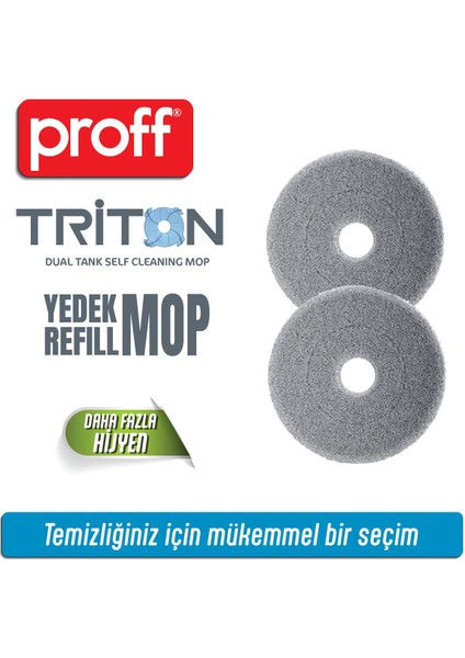 2'li Yedek Mop Seti, Kolay ve Pratik Temizlik, Renk: Renksiz