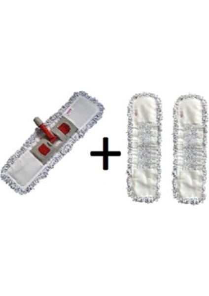 Mikrofiber Mop Takımı 60 cm + 2 Yedek, Kolay ve Hızlı Temizlik Seti