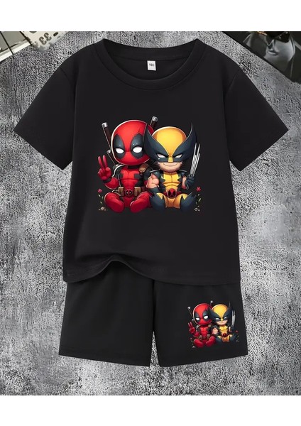Erkek Çocuk Deadpool Temalı T-Shirt - Şort Takım