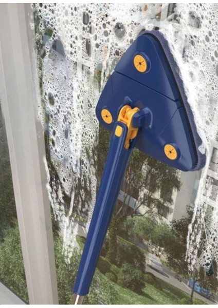 Kendinden Sıkmalı Üçgen Vileda Cam Duvar Tavan Fayans Parke Temizleme Mobu 175 cm