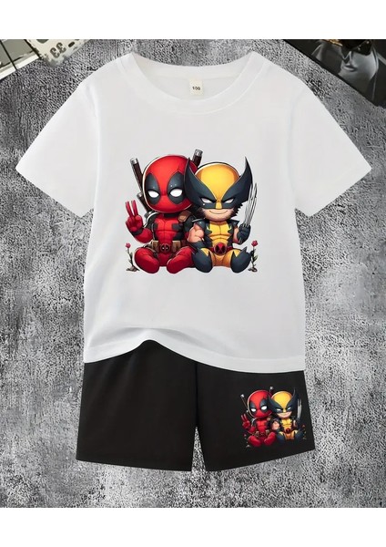Erkek Çocuk Deadpool Temalı T-Shirt - Şort Takım
