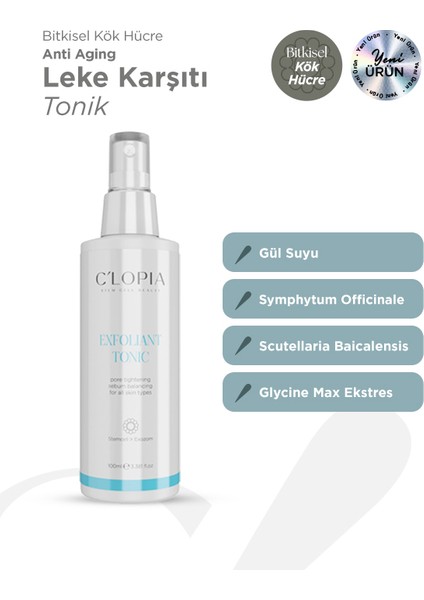 Anti-Aging ve Leke Karşıtı Bitkisel Kök Hücre Tonik, Glikolik Asit, Salisilik Asit, Niacinamide