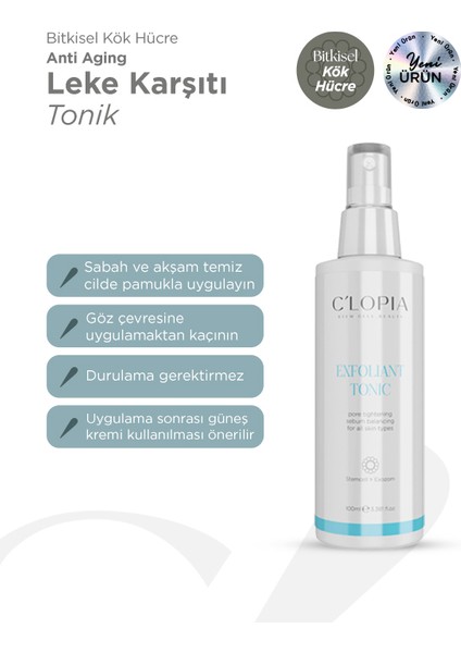 Anti-Aging ve Leke Karşıtı Bitkisel Kök Hücre Tonik, Glikolik Asit, Salisilik Asit, Niacinamide