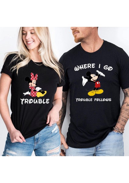 Mickey And Minnie Trouble Tişörtü | Oversize Tişört | Çift Kombin Tişörtü