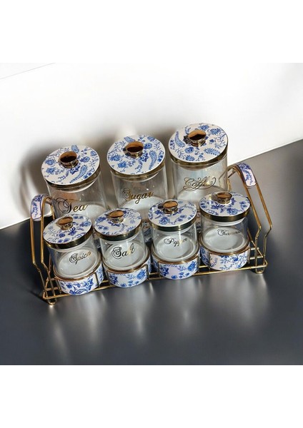 7'li Porselen Baharat Takımı, 8 Parça, 960 ml, Türkiye’den şık ve kullanışlı set