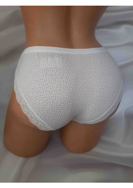 Beyaz Kenarları Dantelli Beli Lastikli Tutku Kalitesiyle Rahat Kullanışlı Kadın Külot. %94 Pamuk Cotton %6 Elastan modelleri