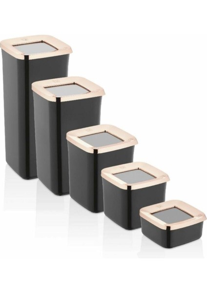 5'li kare saklama kabı seti, siyah-bakır, çok amaçlı, 250 ml kapasiteli fiyatları