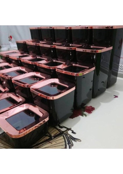 5'li kare saklama kabı seti, siyah-bakır, çok amaçlı, 250 ml kapasiteli modelleri