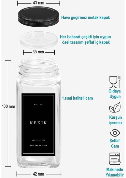 12'li şeffaf cam baharatlık seti, hediye fırça ve huni ile, şık tasarım, 120 ml indirimleri