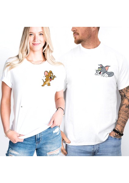 Tom ve Jerry Sevgili Tişörtü | Oversize Tişört | Çift Kombin Tişörtü
