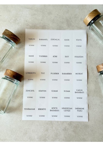 25'li Beyaz Baharatlık Etiketi (%100 Suya Dayanıklıdır)