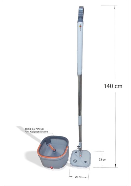 Paslanmaz Çelik Döner Başlı Temizlik Seti, Mat Gri, Kirli ve Temiz Su Ayrımı modelleri