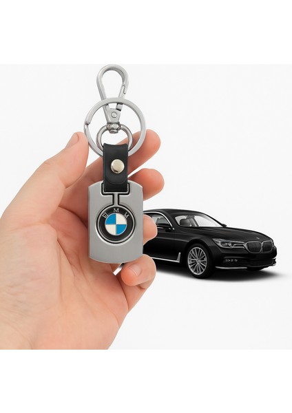 Bmw Logolu Krom Deri Oto Araba Anahtarlık