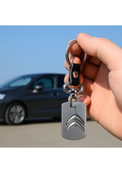 Citroen Logolu Krom Oto Araba Anahtarlık