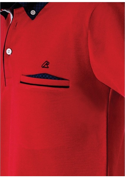 Polo Yaka Cepli Erkek Kısa Kollu T-Shirt – Kırmızı fiyatları