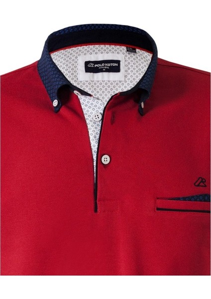 Polo Yaka Cepli Erkek Kısa Kollu T-Shirt – Kırmızı