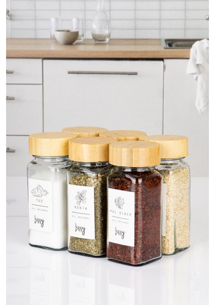 12'li Bambu Baharatlık Seti, 13 Parça, 120 ml, Şık ve Kullanışlı Tasarım fırsatları