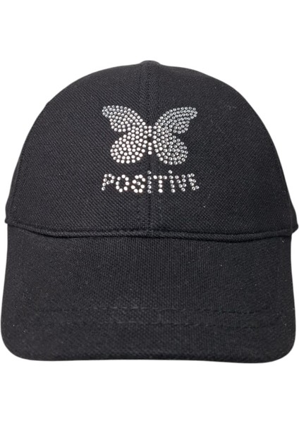 Spteks Kitti 9-15 Yaş Kız Garson Siyah Renk Kelebek Baskı Mevsimlik Şapka modelleri