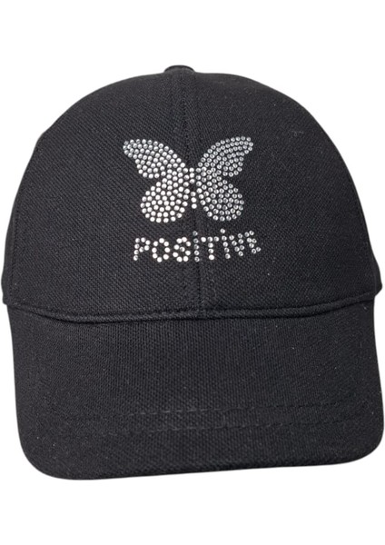 Spteks Kitti 9-15 Yaş Kız Garson Siyah Renk Kelebek Baskı Mevsimlik Şapka fırsatları