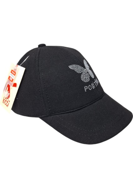 Spteks Kitti 9-15 Yaş Kız Garson Siyah Renk Kelebek Baskı Mevsimlik Şapka indirimleri