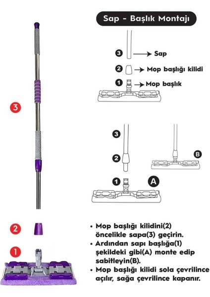 İki Parça Temizlik Seti: Mop ve Havlu, Pratik Kullanım, Kolay Temizlik Keyfi indirimleri