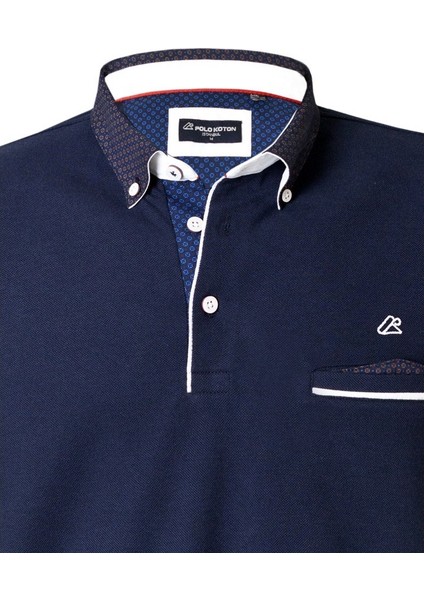 Koyu Lacivert Erkek Polo Yaka Cepli Kısa Kollu T-Shirt – Şık ve Rahat Tasarım