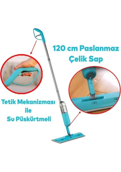 Mavi renkli su hazneli pratik cam ve zemin temizleme mop seti fiyatları