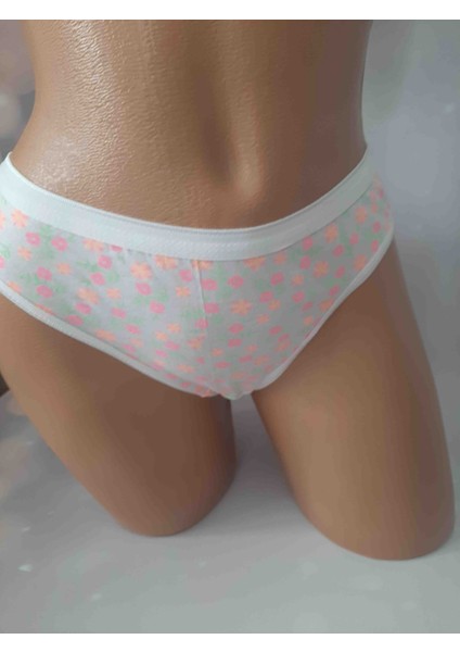 Beyaz %100 Pamuk Cotton Fosforlu Pembe Çiçekli Tutku Kalitesiyle Rahat Kullanışlı Kadın Külot modelleri