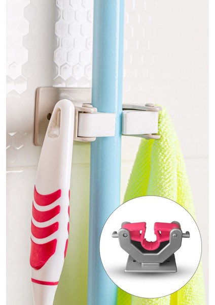 Çok Amaçlı Fırça ve Paspas Askısı, Pratik ve Dayanıklı Tasarım, Renk: Karışık