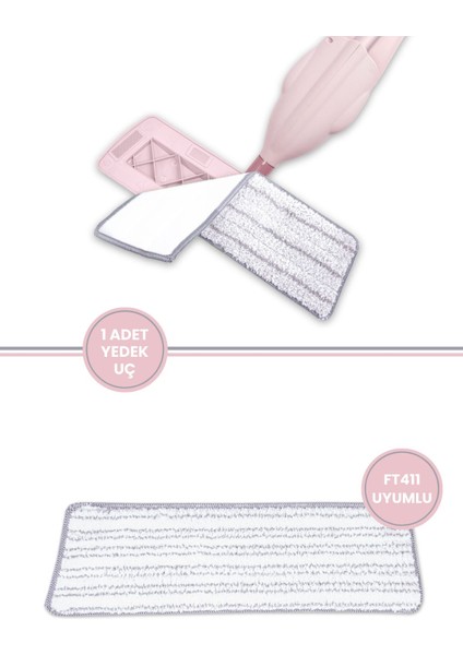 Yedek Mikrofiber Mop Bezi, Beyaz-Gri, Kolay Temizlik, Yerli Ürün