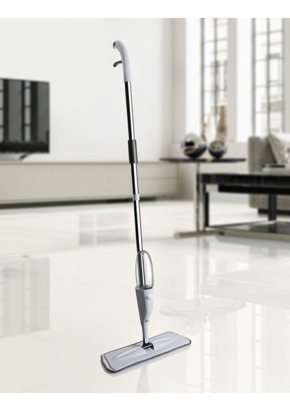 Pratik Temizlik Seti, Spreyli Mop, 360 Döner Başlık, Hızlı ve Kolay Kullanım, Gri Renkte