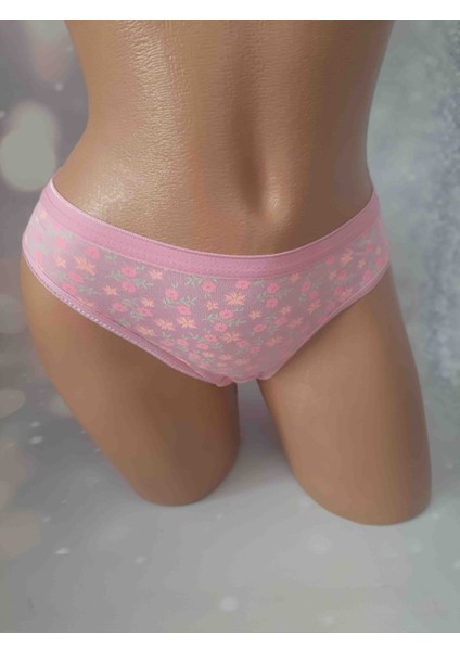 Pembe Fosforlu Çiçek Desenli % 100 Pamuk Cotton Tutku Kalitesiyle Rahat Kullanışlı Kadın Külot