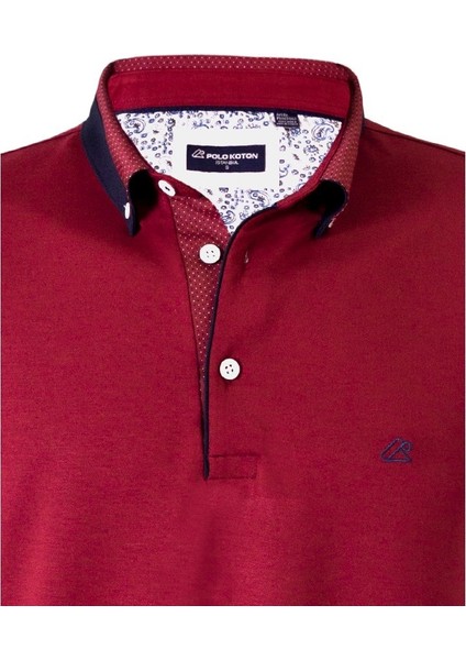 Bordo Renk Erkek Polo Yaka Kısa Kollu T-Shirt – Şık ve Modern Tasarım