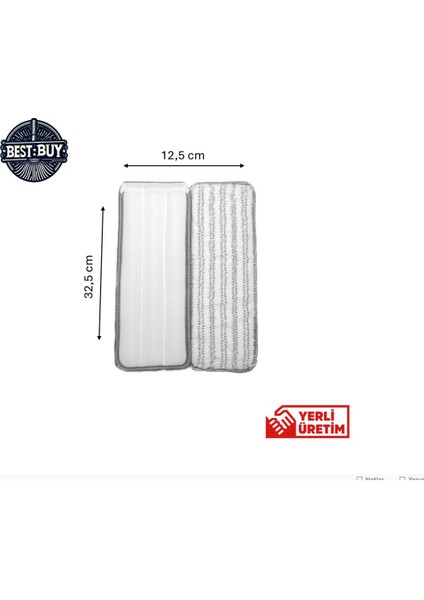 Yedek Tablet Mop Bezi 32,5x12,5 cm, 2 adet, temizlik için uygun, zebra renk