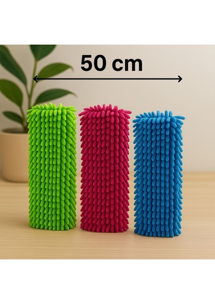 3'lü Mikrofiber Mop Yedek Paspas 50 cm Temizlik Bezi, Tüm Modellerle Uyumlu