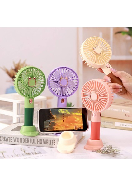 Mini Vantilatör, 20cm, Sessiz, 3 Hız Ayarı, Telefon Tutucu Özellikli Portatif Soğutucu Fan Yeşil fiyatları