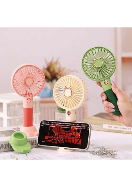 Mini Vantilatör, 20cm, Sessiz, 3 Hız Ayarı, Telefon Tutucu Özellikli Portatif Soğutucu Fan Yeşil modelleri
