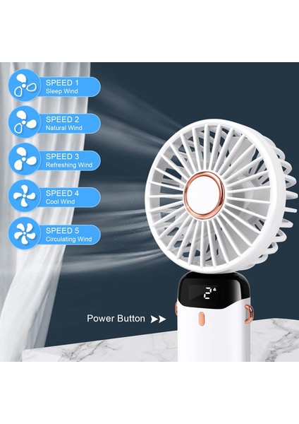 Portatif Soğutucu Dijital Led Mini El Fanı, Usb Şarj, 800mah - 5 Hız Ayarlı Katlanabilir Vantilatör modelleri