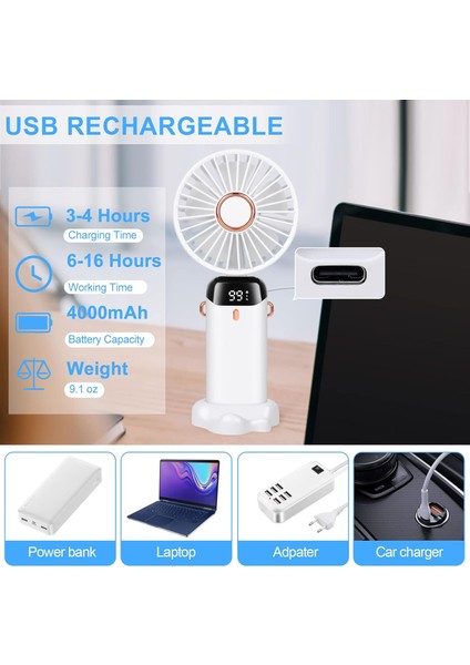 Portatif Soğutucu Dijital Led Mini El Fanı, Usb Şarj, 800mah - 5 Hız Ayarlı Katlanabilir Vantilatör fırsatları